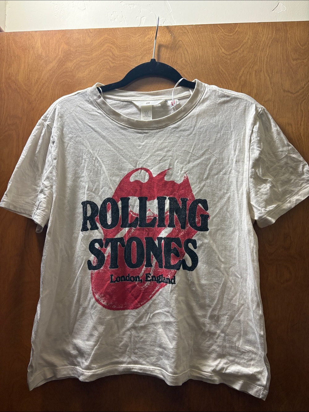 the Rolling Stones Kids Tee in White with Red Logo and Black Text